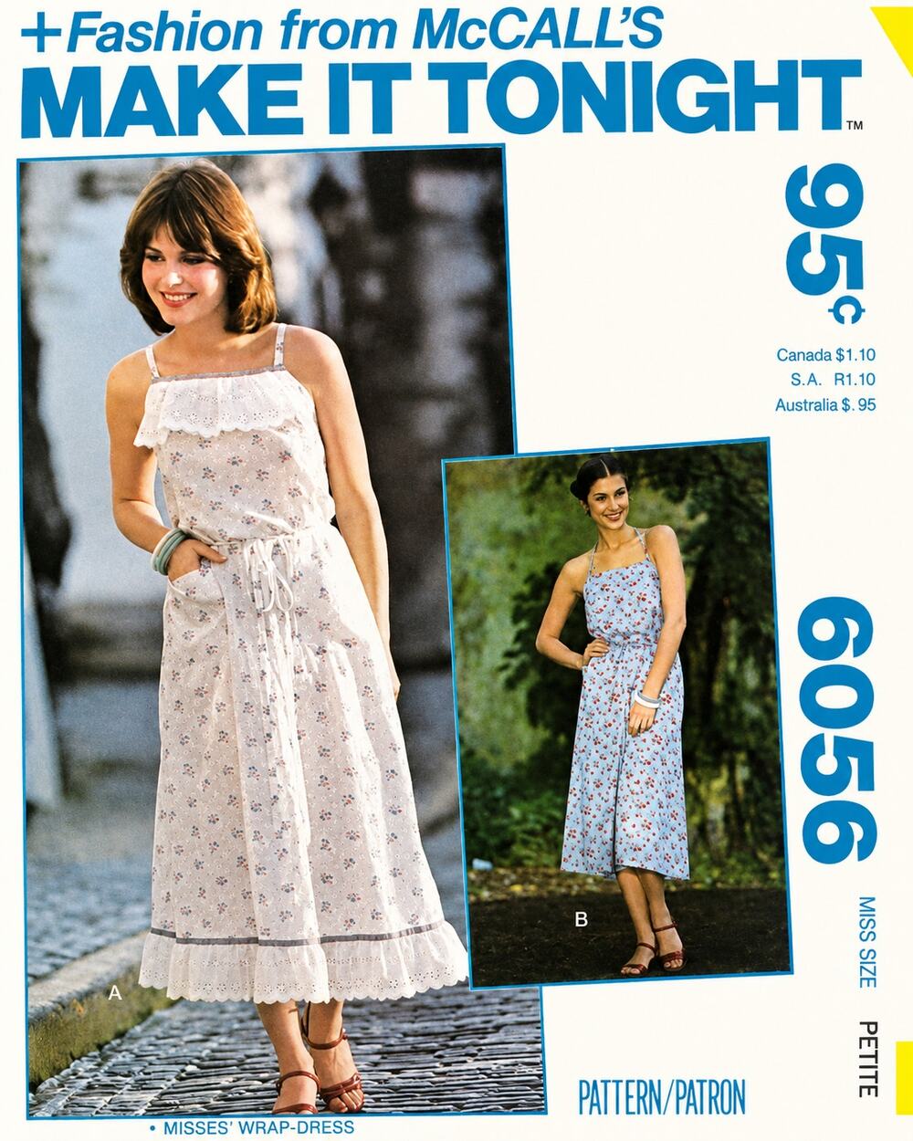Vintage 1978 McCall's Sewing Pattern 6056 Prairie Wrap Dress Size 6-8 Uncut